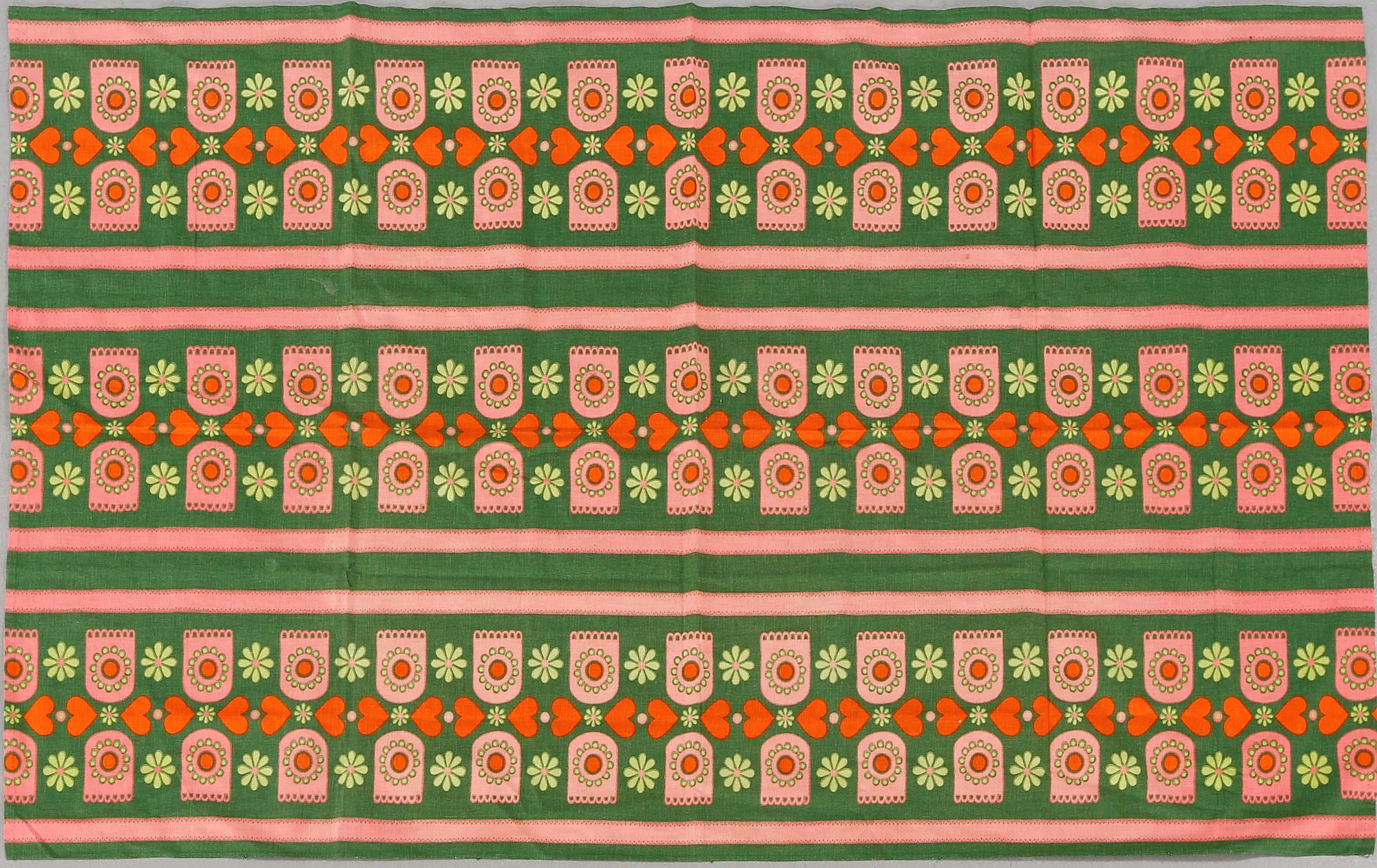 Six pieces of fabric from the third quarter of the 20th century.