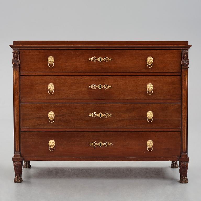 A late Gustavian mahogany and ormolu-mounted writing commode attributed to J.F. Wejssenburg (master 1795-1837).