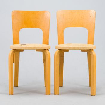 Alvar Aalto, stolar, ett par, modell 66, Artek 1960-tal.