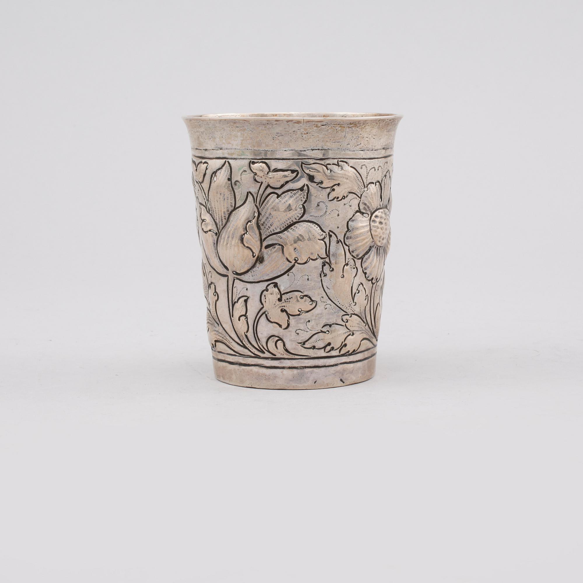 BÄGARE, silver, troligen 1700-tal. Vikt 110 gram.