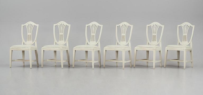 A set of six Gustavian chairs by E. Holmberg (master in Stockholm 1768-96).