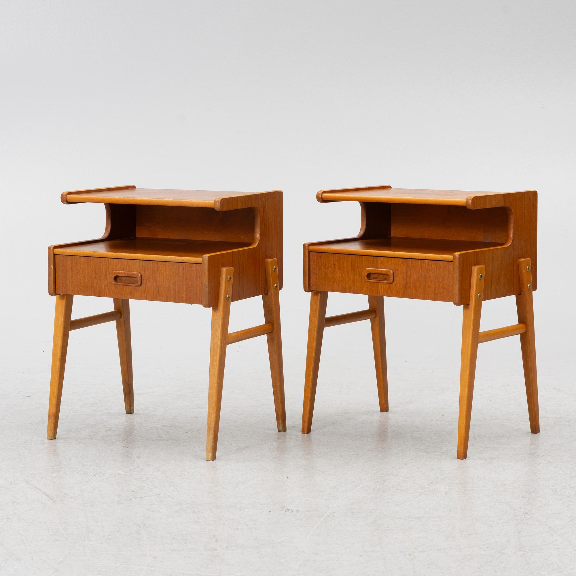 A pair of bedside tables, 1950s.
