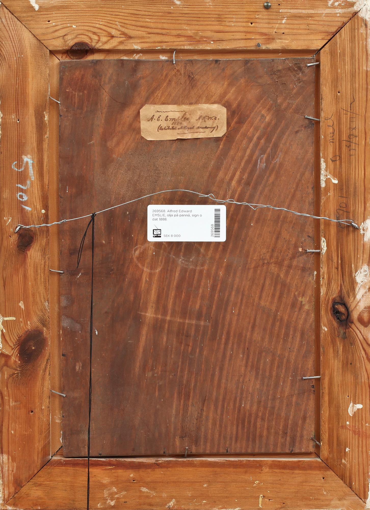 ALFRED EDWARD EMSLIE, olja på pannå, sign o dat 1888.