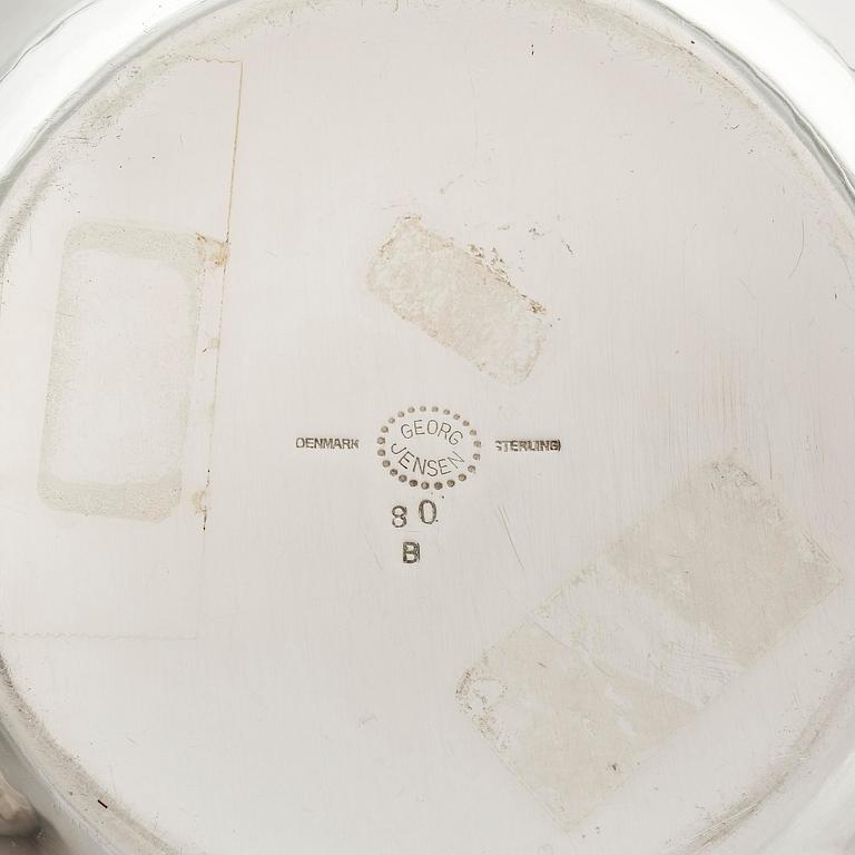 Georg Jensen, a sterling silver three-piece coffee set, Copenhagen, Denmark, after 1945, design no 80B and 80C.