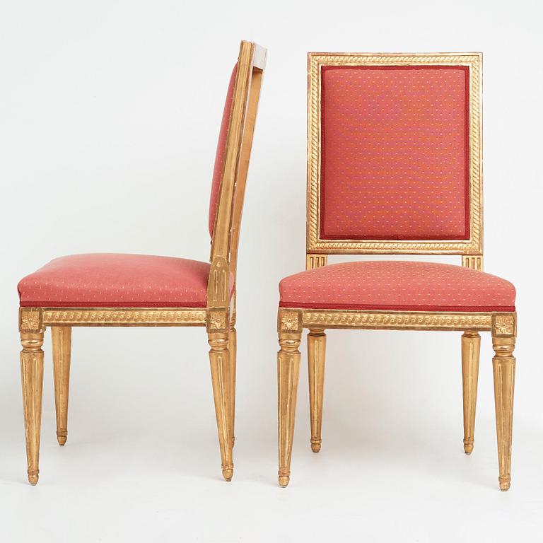 A pair of Gustavian late 18th century chairs by Johan Lindgren (master in Stockholm 1770-1800).