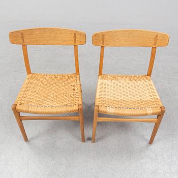 HANS J WEGNER, stolar, 6 st, "CH-23", "Spisestolen", Carl Hansen & Son, Danmark.