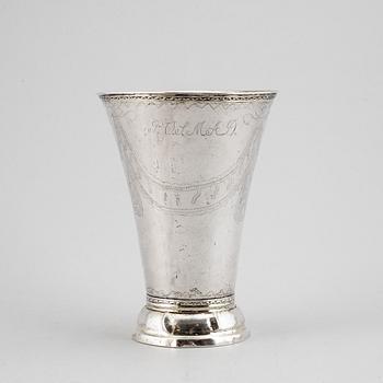 A swedish silver beaker, mark of Johan Stras, Stockhom 1795.