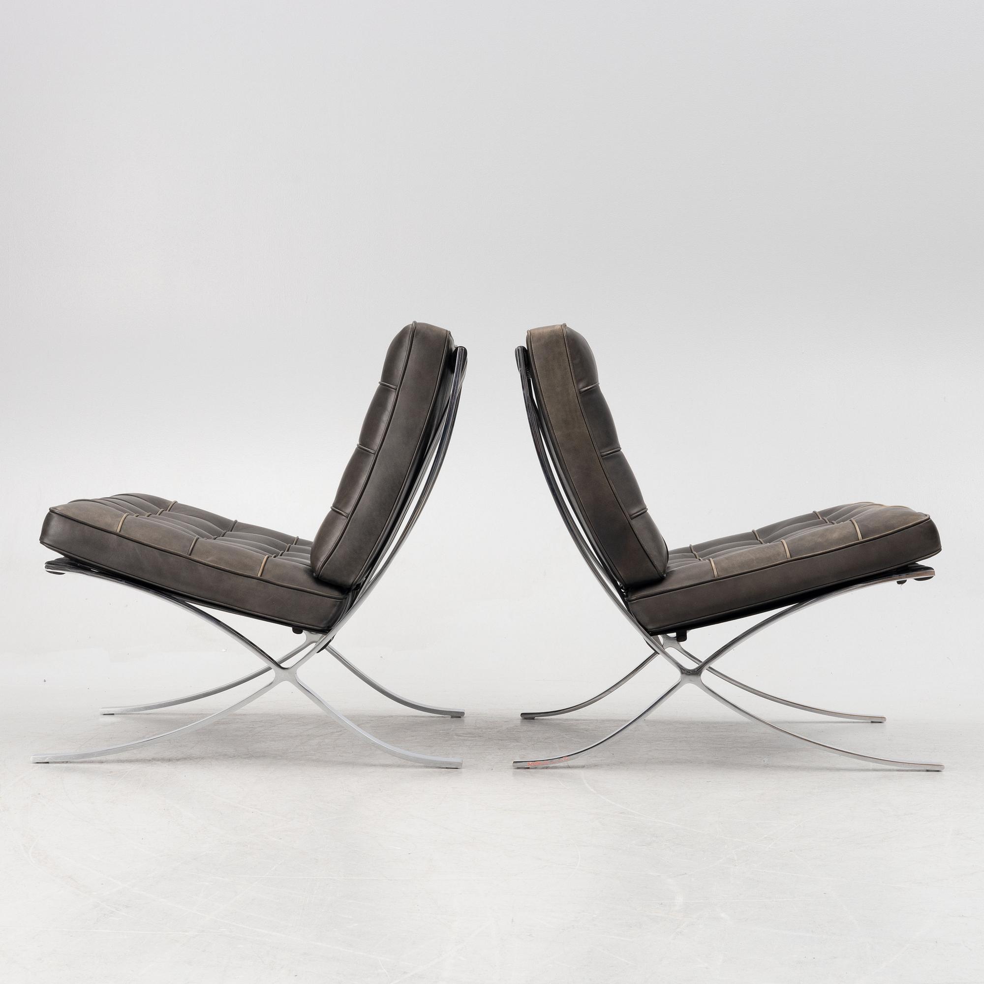 Ludwig Mies van der Rohe, a pair of  "Barcelona" lounge chairs, Knoll.