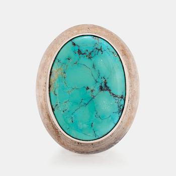 378. A Cecilia Johansson ring in silver set with a turquoise stone.