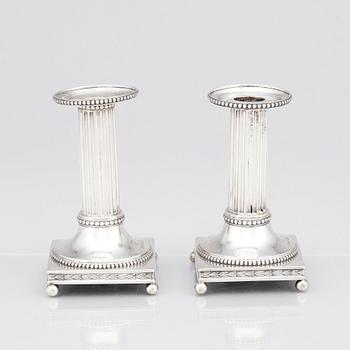 Johan Ekholm, ljusstakar, silver, ett par, Stockholm 1799. Gustavianska.