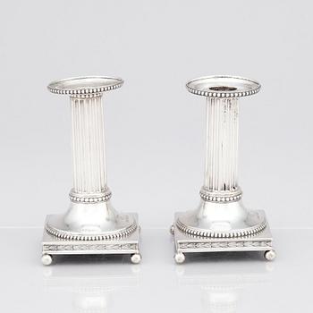 A pair of Swedish 18th century silver candlesticks, mark of Johan Ekholm, Stockholm 1799.