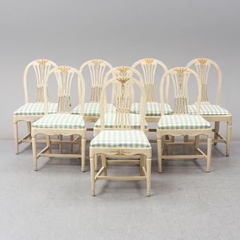 A set of (6+2) Swedish gustavian chairs, ca 1800.