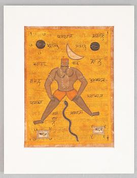 Unidentified artist, Headless figure with moon and snake, India, 20th century.