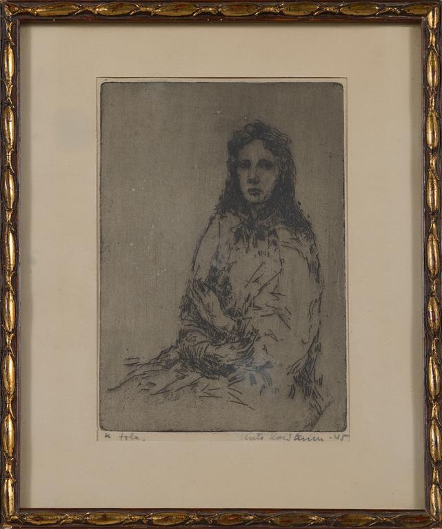 Unto Koistinen, etching, signed and dated -45, marked tpla.