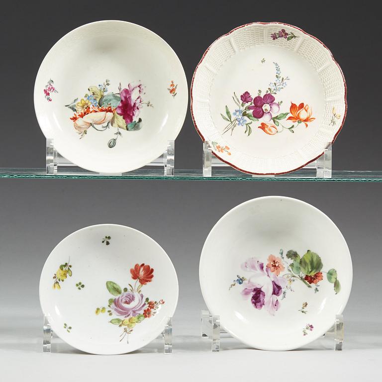 A group of 18th Century cups and saucers.