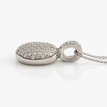 Pendant, white gold with brilliant-cut diamonds, with chain.