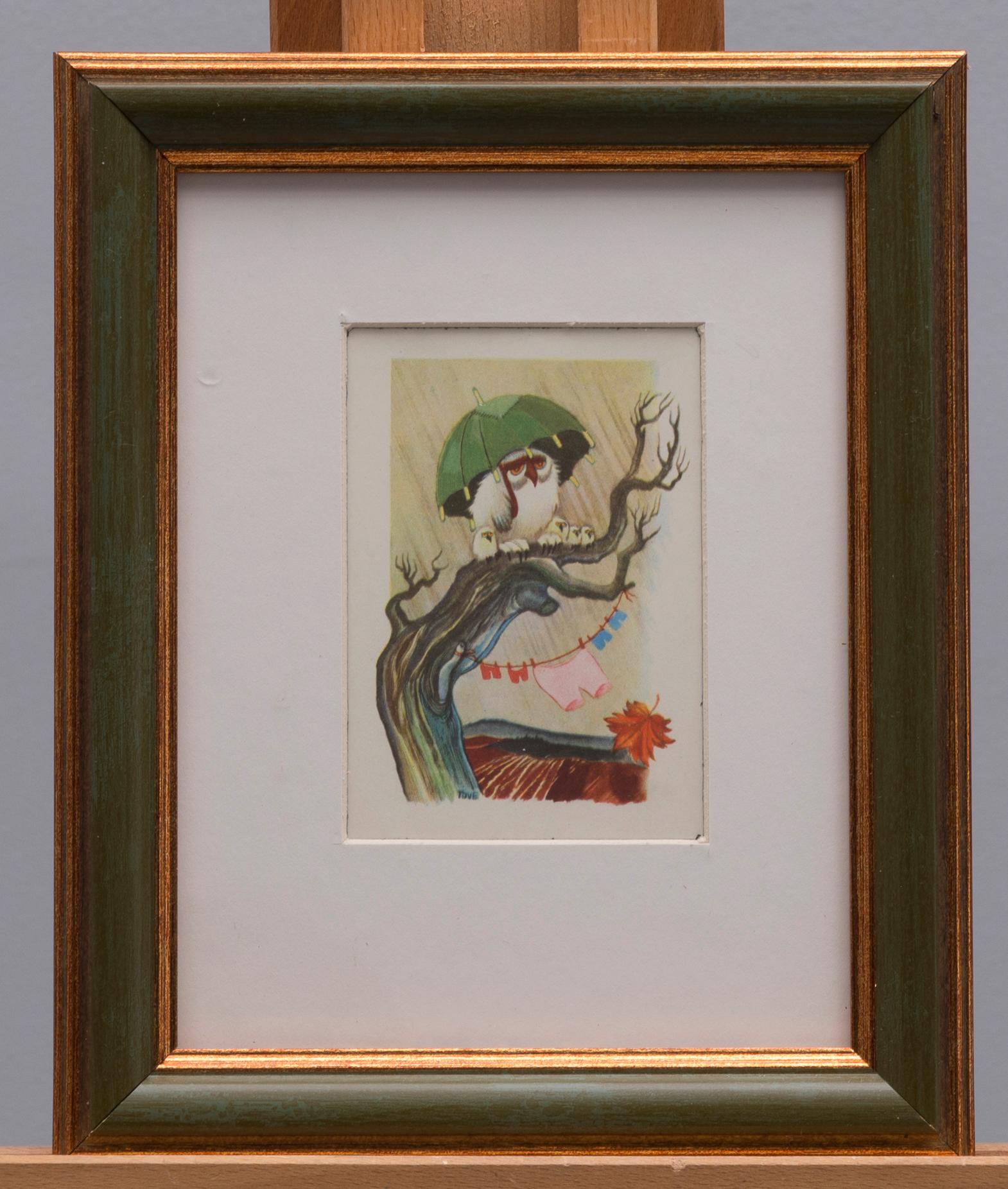 KONSTVYKORT, 5 st, efter Tove Jansson, fyra st med synlig signering i trycket, Taidekorttikeskus 1940-tal.