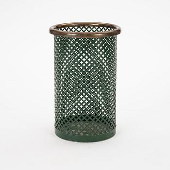 Josef Frank, a green lacquered metal and brass wastepaper bin, Svenskt Tenn, Sweden.