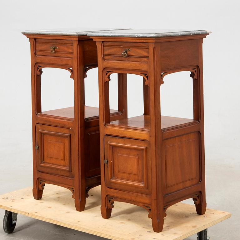 Bedside tables, a pair, Art Nouveau, early 20th century.