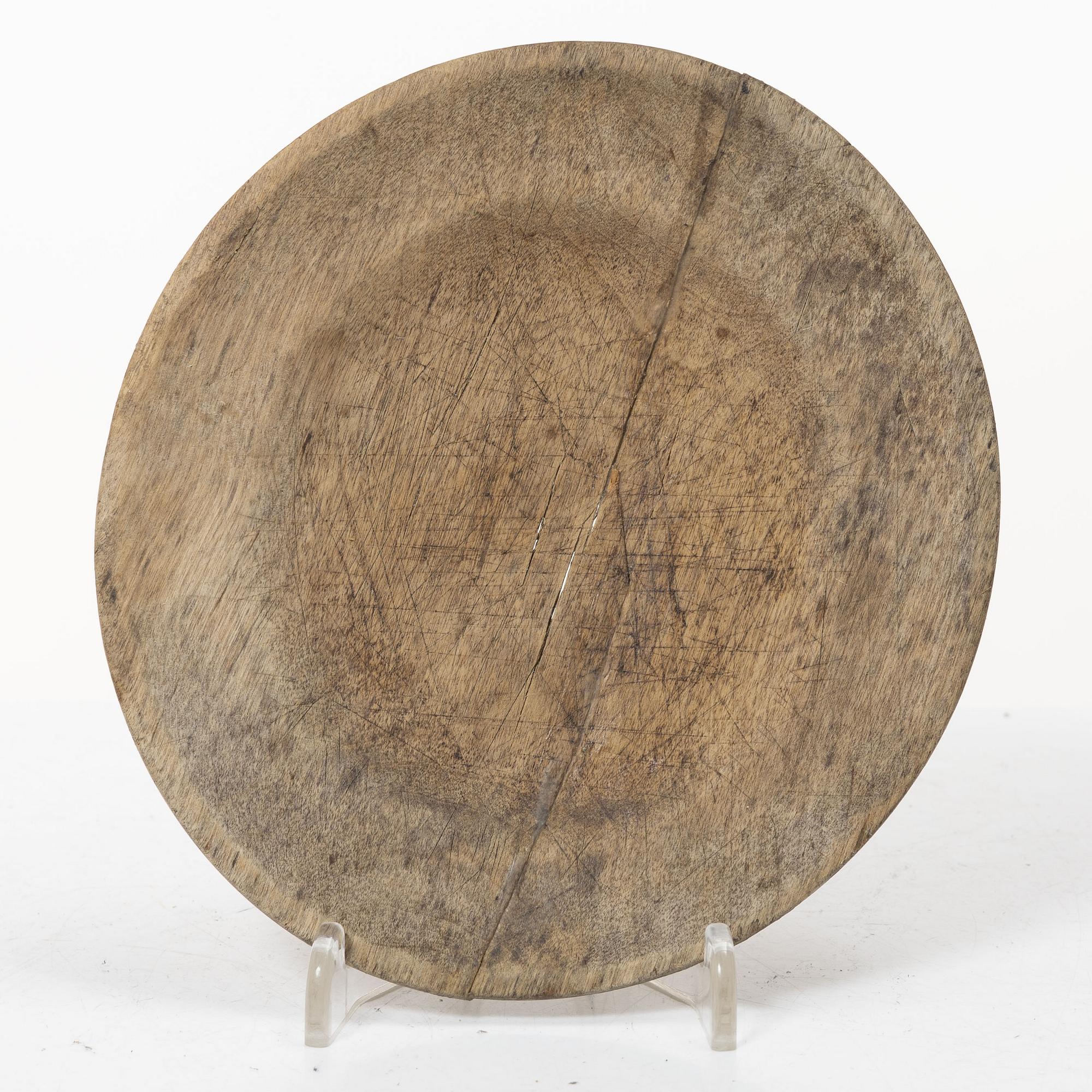 Ten wooden plates, 19th Century.