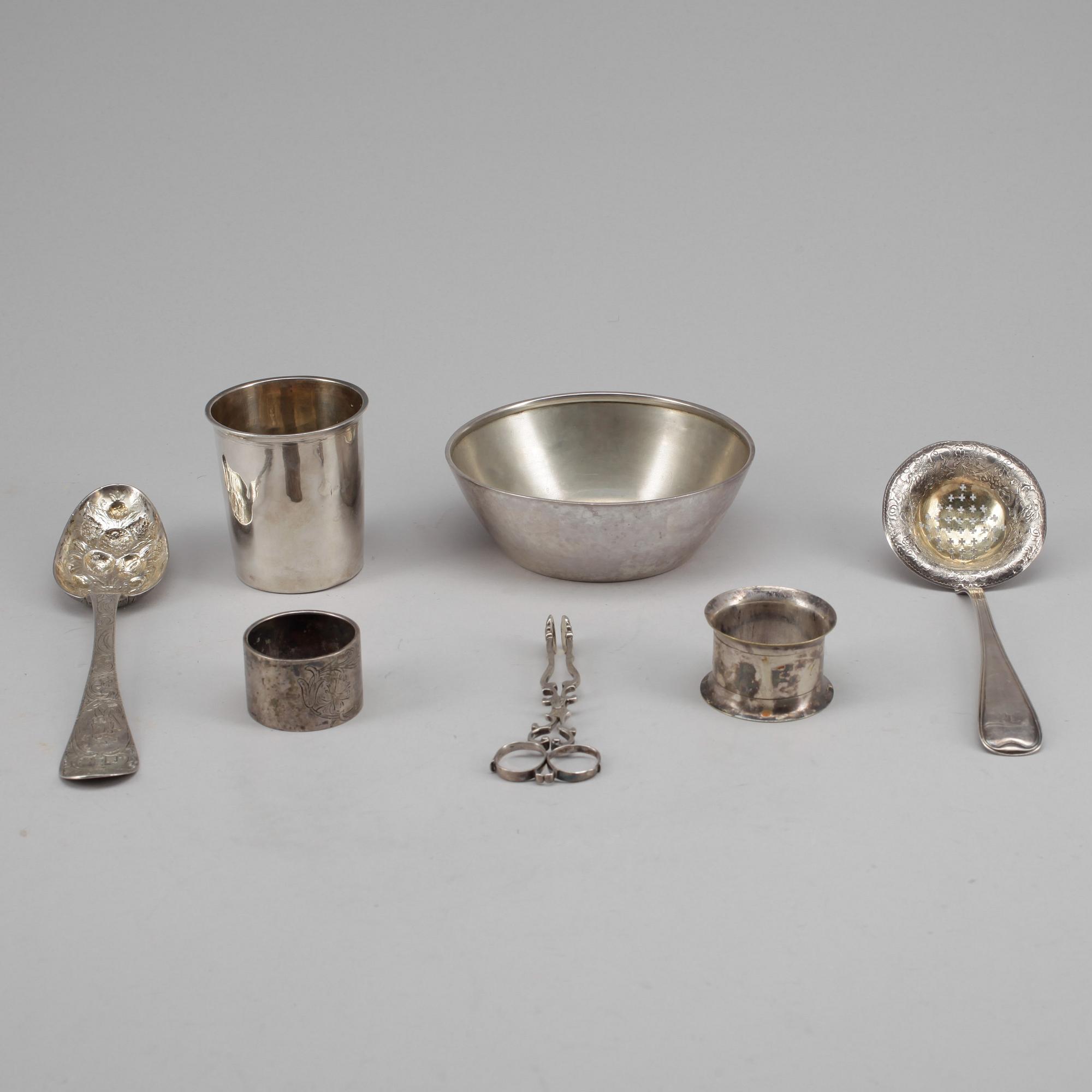 PARTI SILVER, 6 delar, bland annat Wessman, 1862. Vikt ca 360 gram.