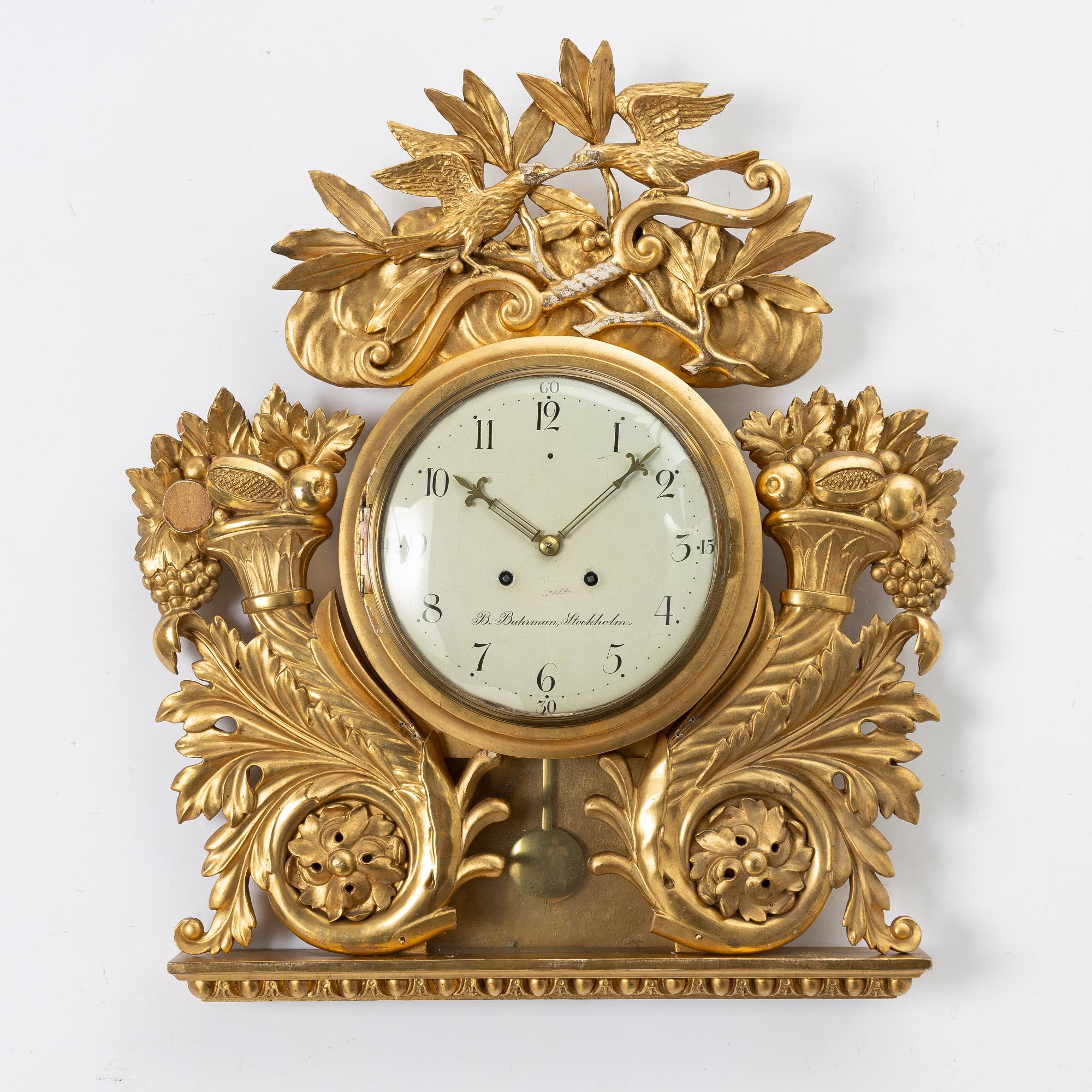 Wall clock, late Empire, Bengt Bahrman, 1829-1836.