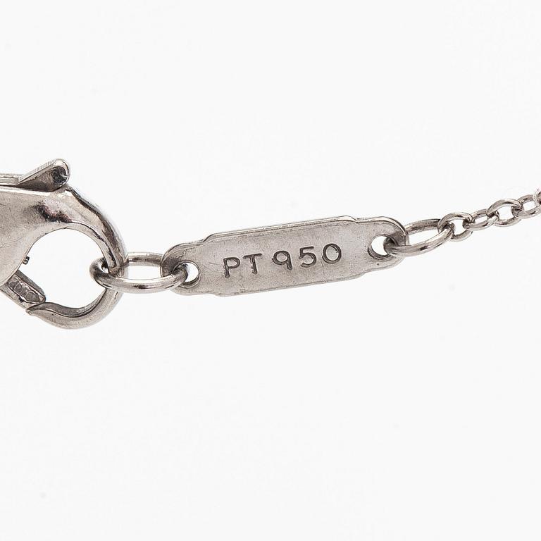 Tiffany & Co, kaulakoru, platinaa, sydämenmuotoinen riipus jossa briljanttihiottuja timantteja.