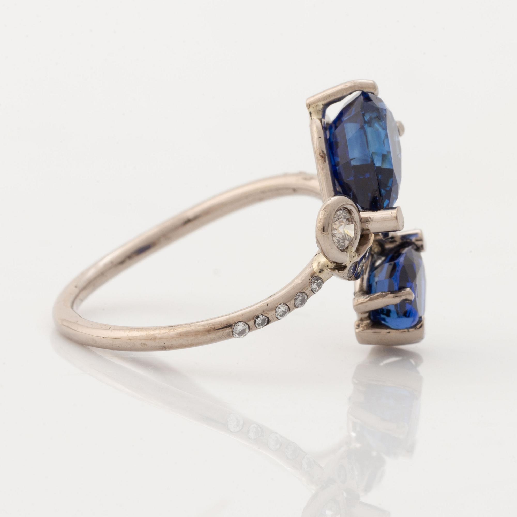 Sapphire and brilliant cut diamond ring.