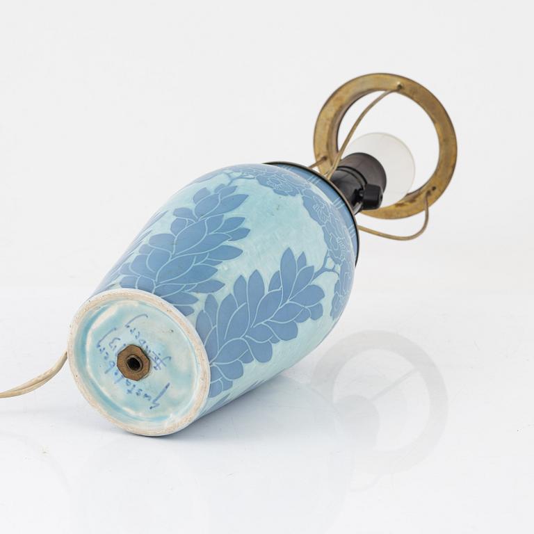 Josef Ekberg, a 'Sgrafitto' vase/table lamp, Gustavsberg, Sweden, 1913.