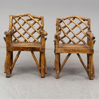 TRÄDSGÅRDMÖBEL, 5 delar, sk grenmöbel, 1900-tal.