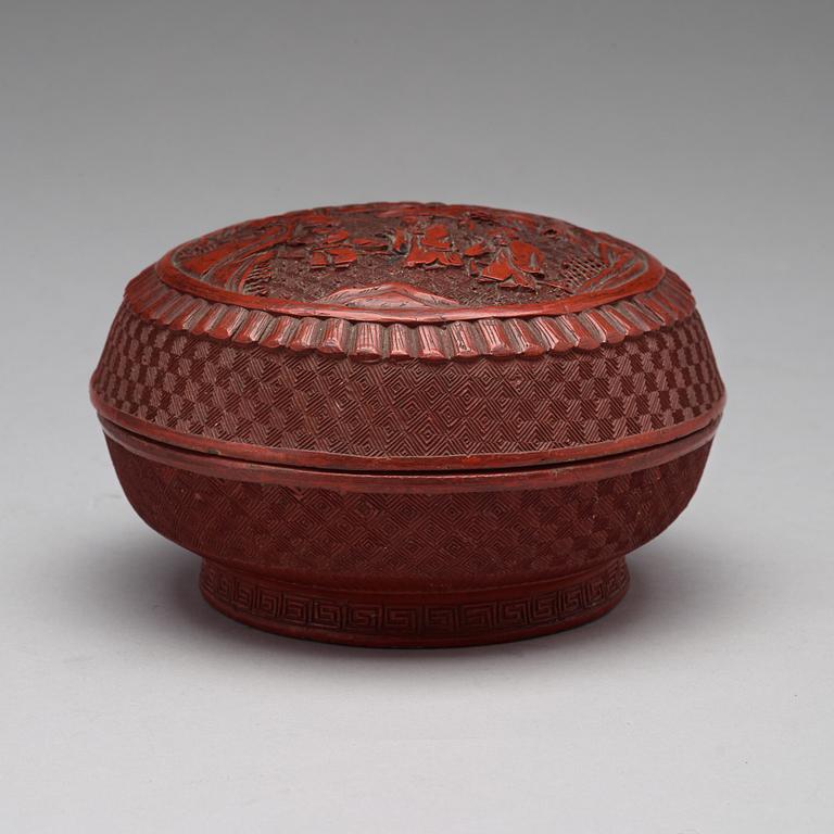 A lacquer box with cover, Qing dynasty, circa 1800.