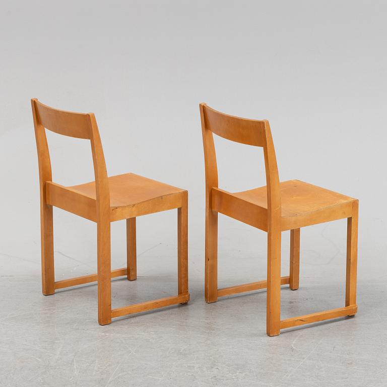 A set of six birch chairs, 'Orkesterstolen', designed by Sven Markelius, mid 20th Century.