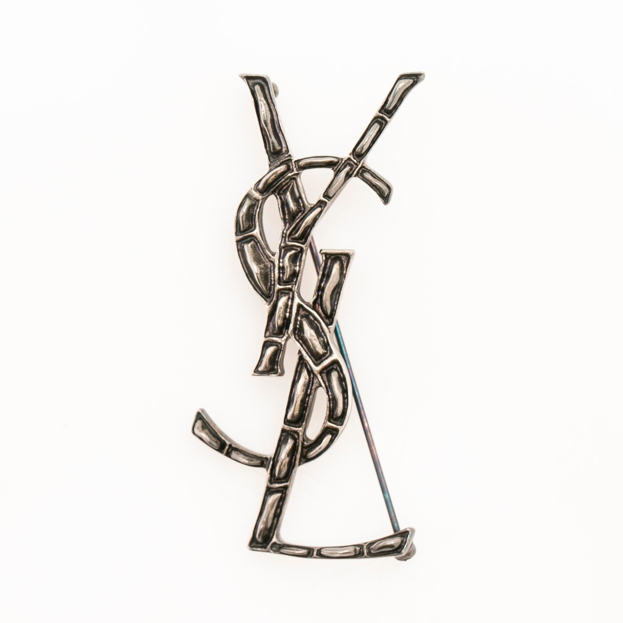 Yves Saint Laurent, Brooch, YSLA opium crocodile in oxidised silver.