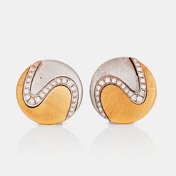 761. A pair of Paul Binder earrings set with brilliant-cut diamonds, total carat weight circa 0.40 ct.