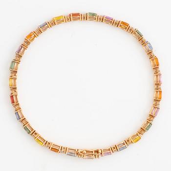 Bracelet 18K gold with multi-coloured sapphires and brilliant-cut diamonds.