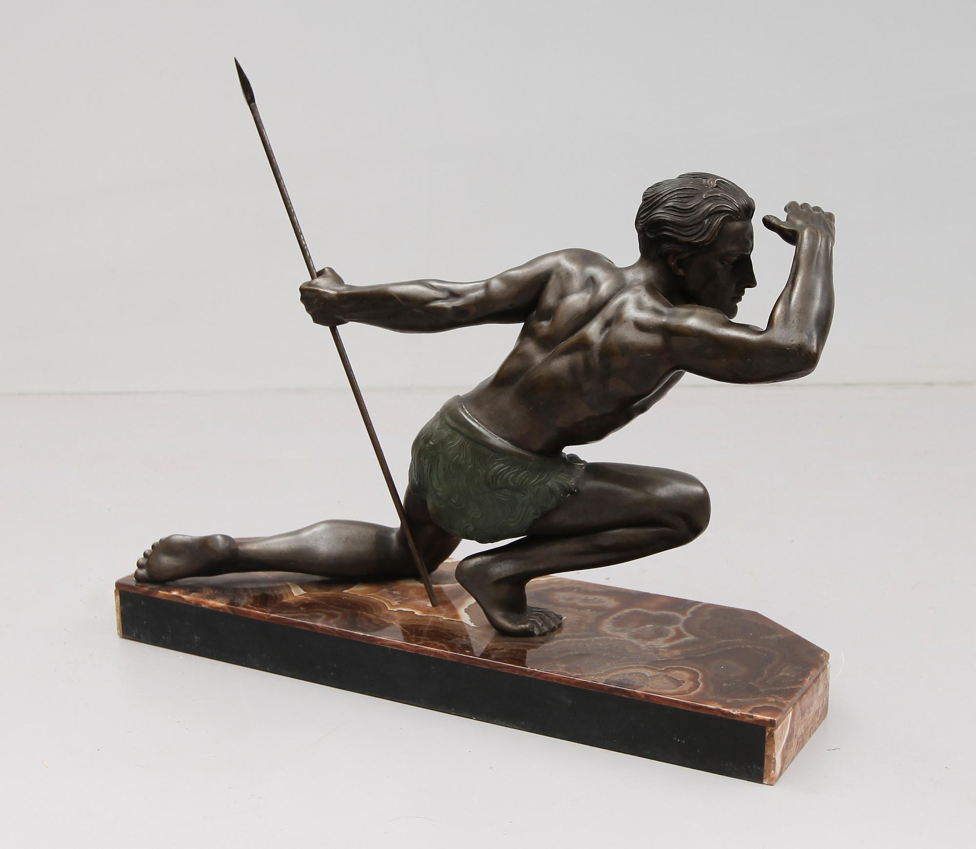 SKULPTUR, brons, art déco, sockel signerad J de Roncourt, 1900-talets första hälft.