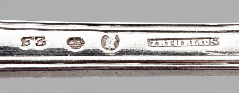 BESTICK, 4 st, silver, "Svensk rund", Pehr Zethelius, Stockholm, 1812. Tot ca 295 gr.