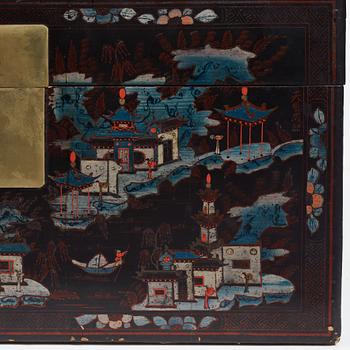 Two Chinese lacquered chests, Qing dynasty, 19th Century.