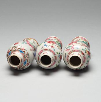 Three famille rose vases with covers, Qing dynasty, Qianlong (1736-95).