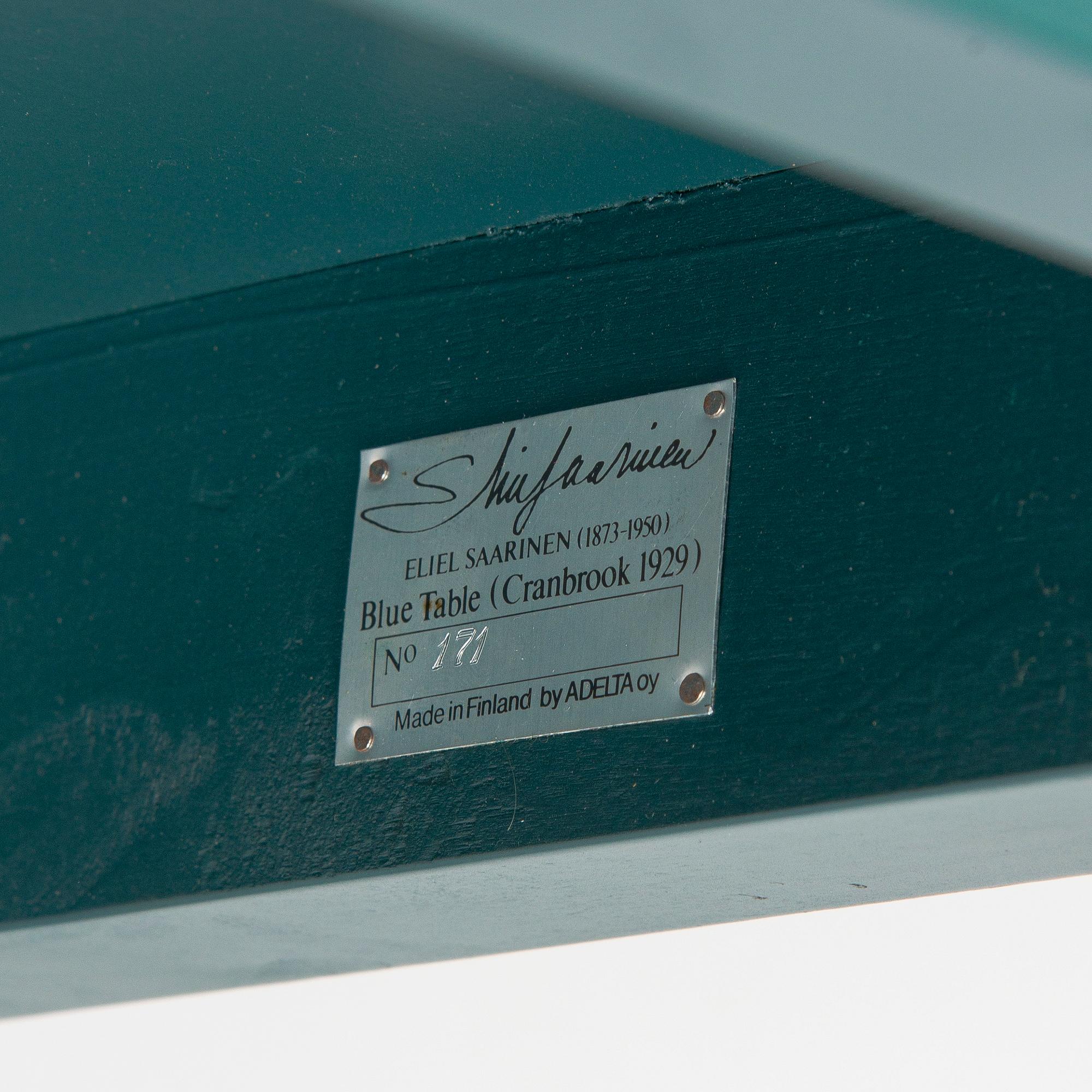 Eliel Saarinen, furniture, 5 pieces, "Blue suite" for Adelta, Finland 1980s.