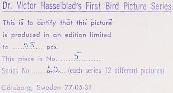 VICTOR HASSELBLAD, fotografier, 12 st, signerade, daterade och numrerade, ur serien nr 22.