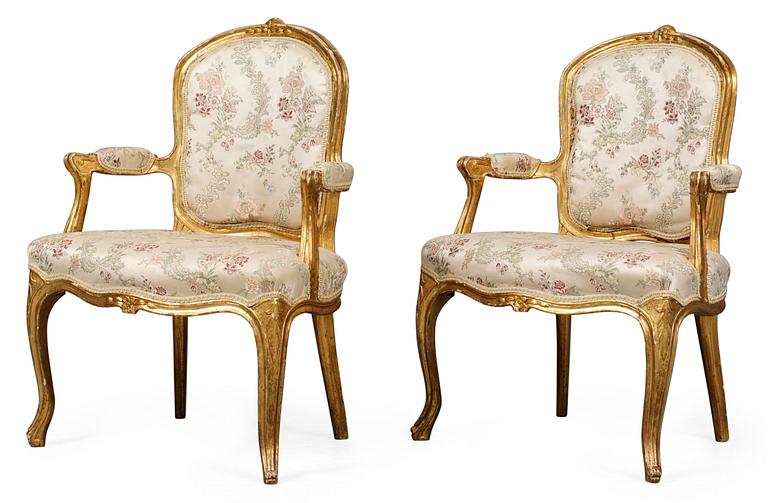 A pair of Swedish Rococo armchairs.