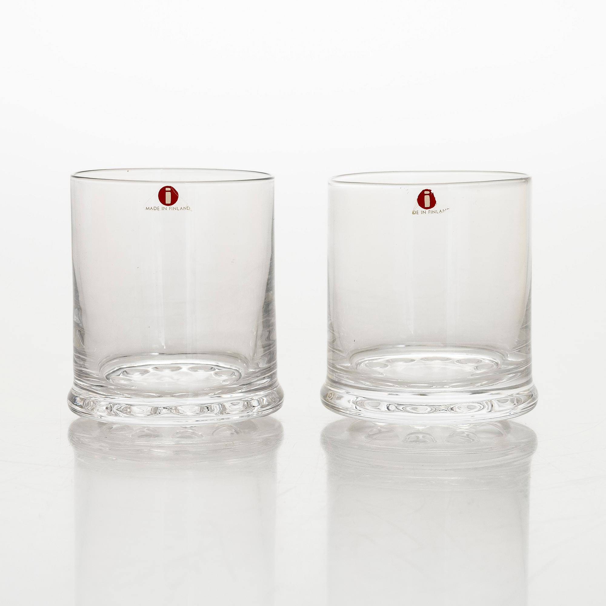 Timo Sarpaneva, drinking glasses, 16 pcs, "Helminauha" (Pearl Band), Iittala 1964-1973.