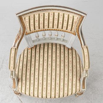 A pair of Gustavian style armchairs, 19th Century.