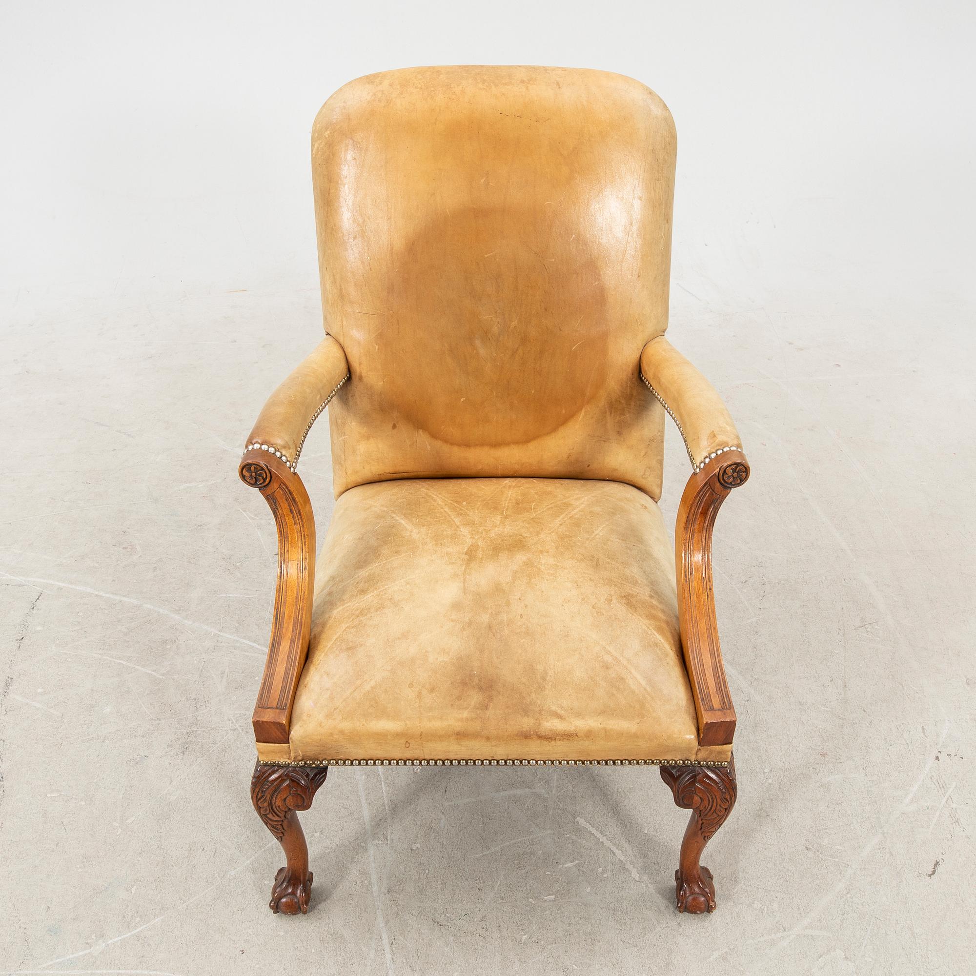 Armchair/desk chair Queen Anne style mid-20th century/second half.