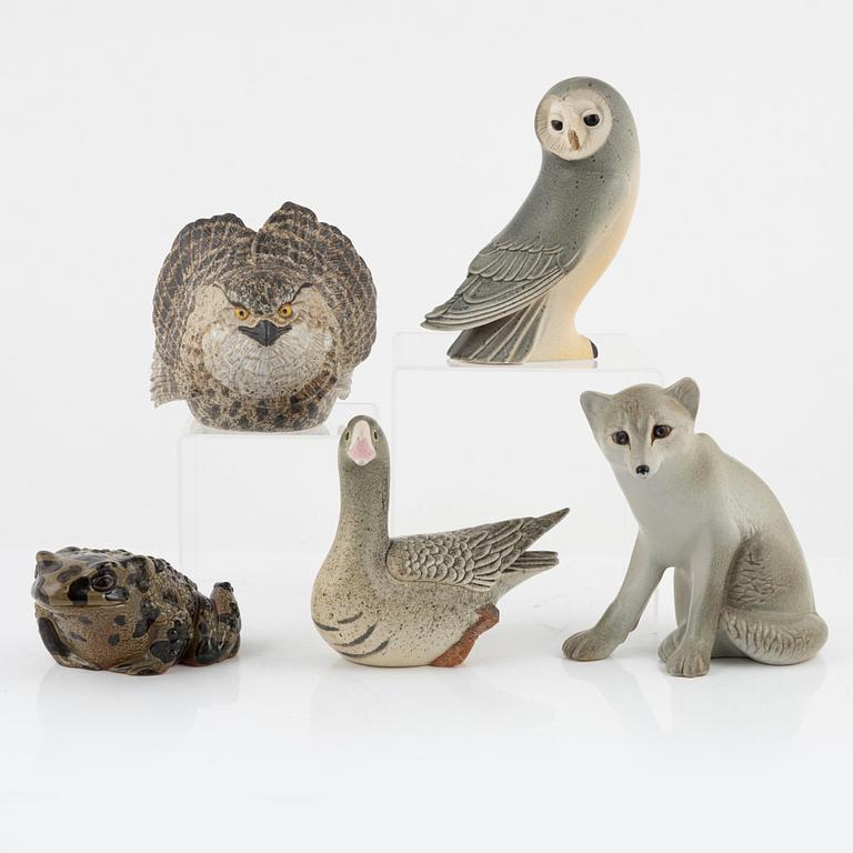 Paul Hoff, five stoneware figurines, for Nordiska Kompaniet in cooperation with WWF, Gustavsberg.