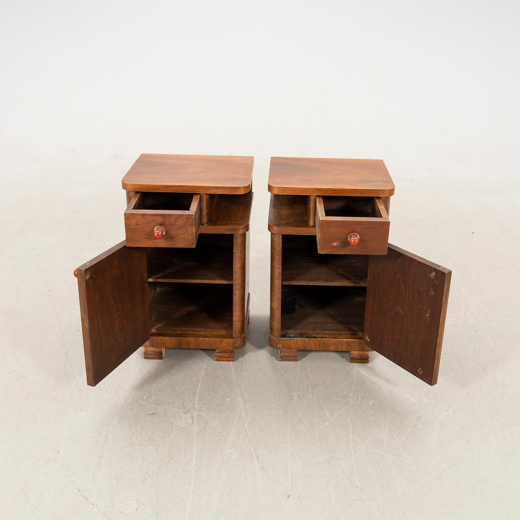 Bedside tables, a pair, Art Deco, first half of the 20th century.