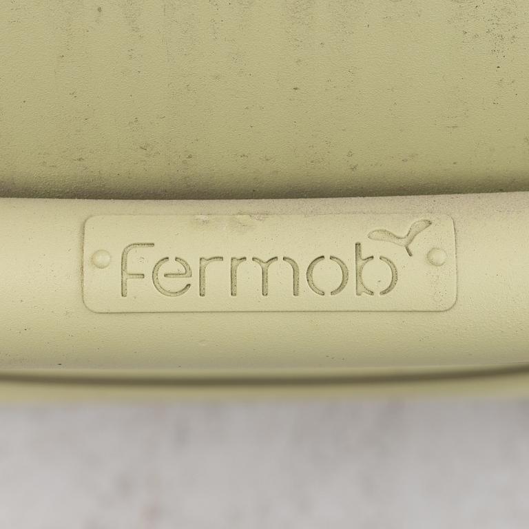 Frédéric Sofia, a table and two chairs for outdoor use, "Luxembourg" Fermob, France, 21st century.