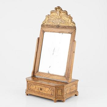 A Gustavian mirror, signed 'Fecit Olof Hallden d 1 junü 1791'.