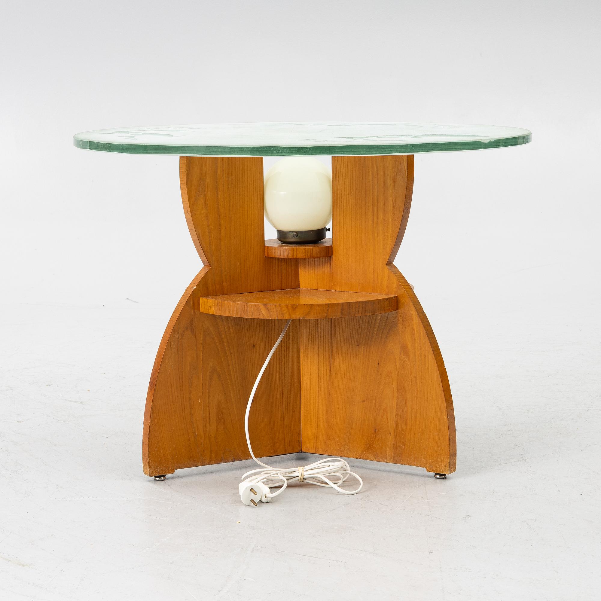 A Swedish Modern coffee table with lighting, 1930s/40s.